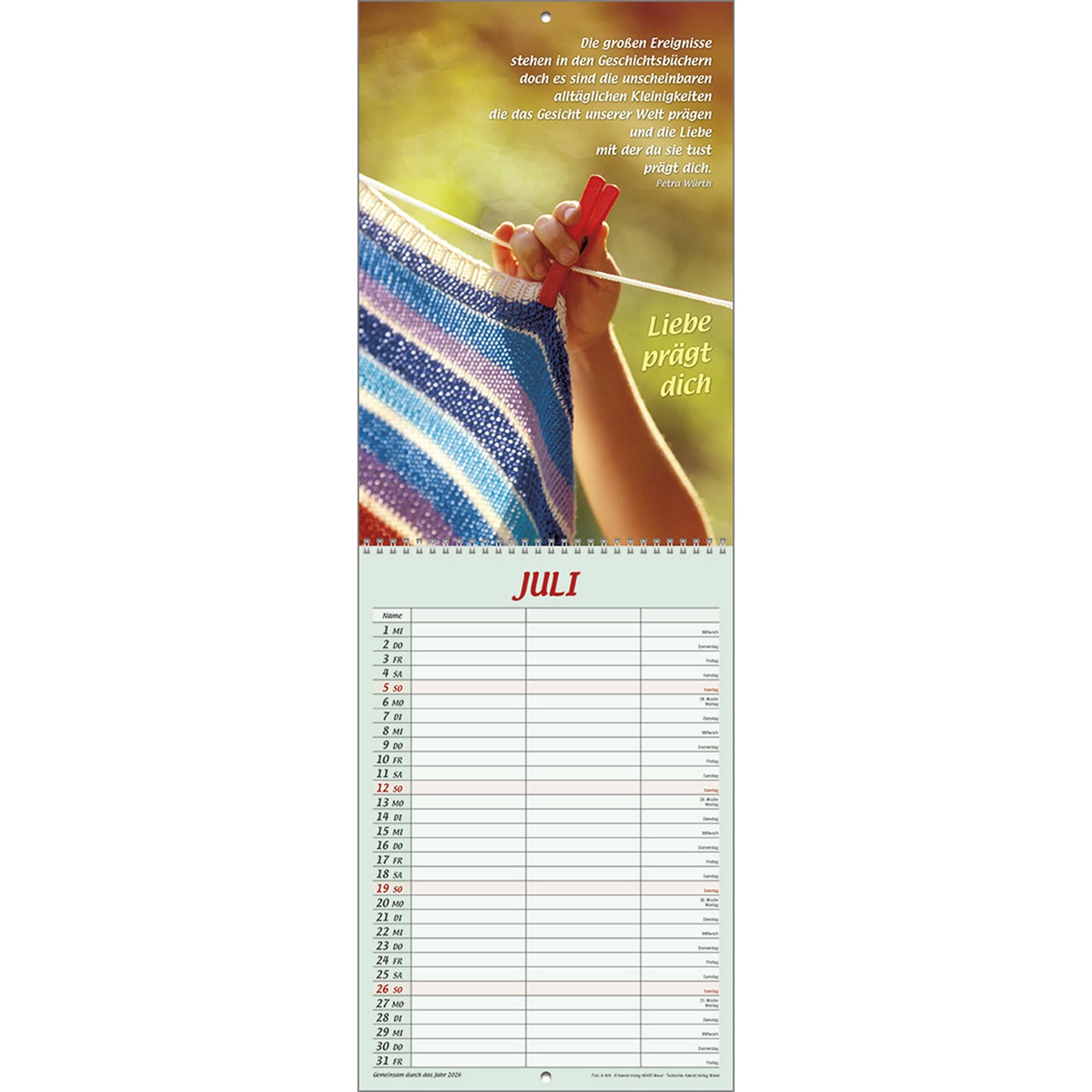 Terminkalender - Gemeinsam durch das Jahr 2026