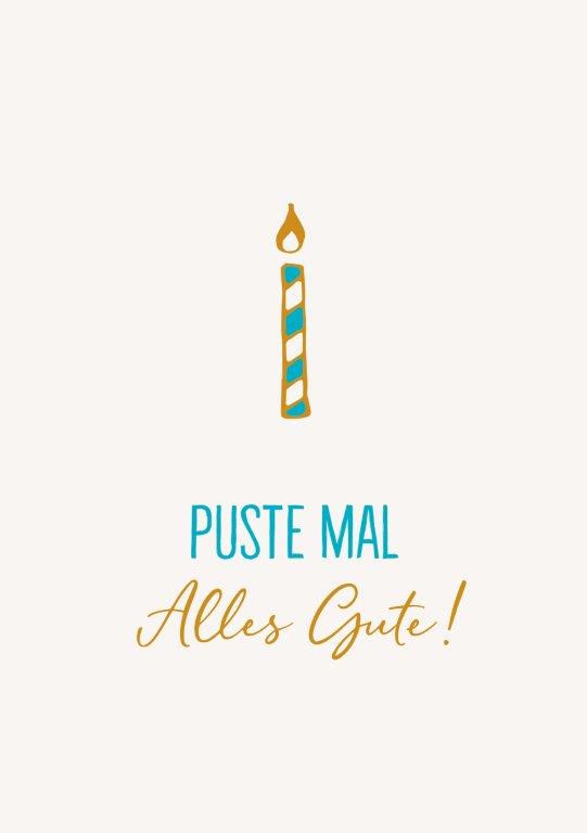 Postkarten - Postkarte  6 Ex. 'Puste mal - Alles Gute! - Postkarte Geburtstagskerze