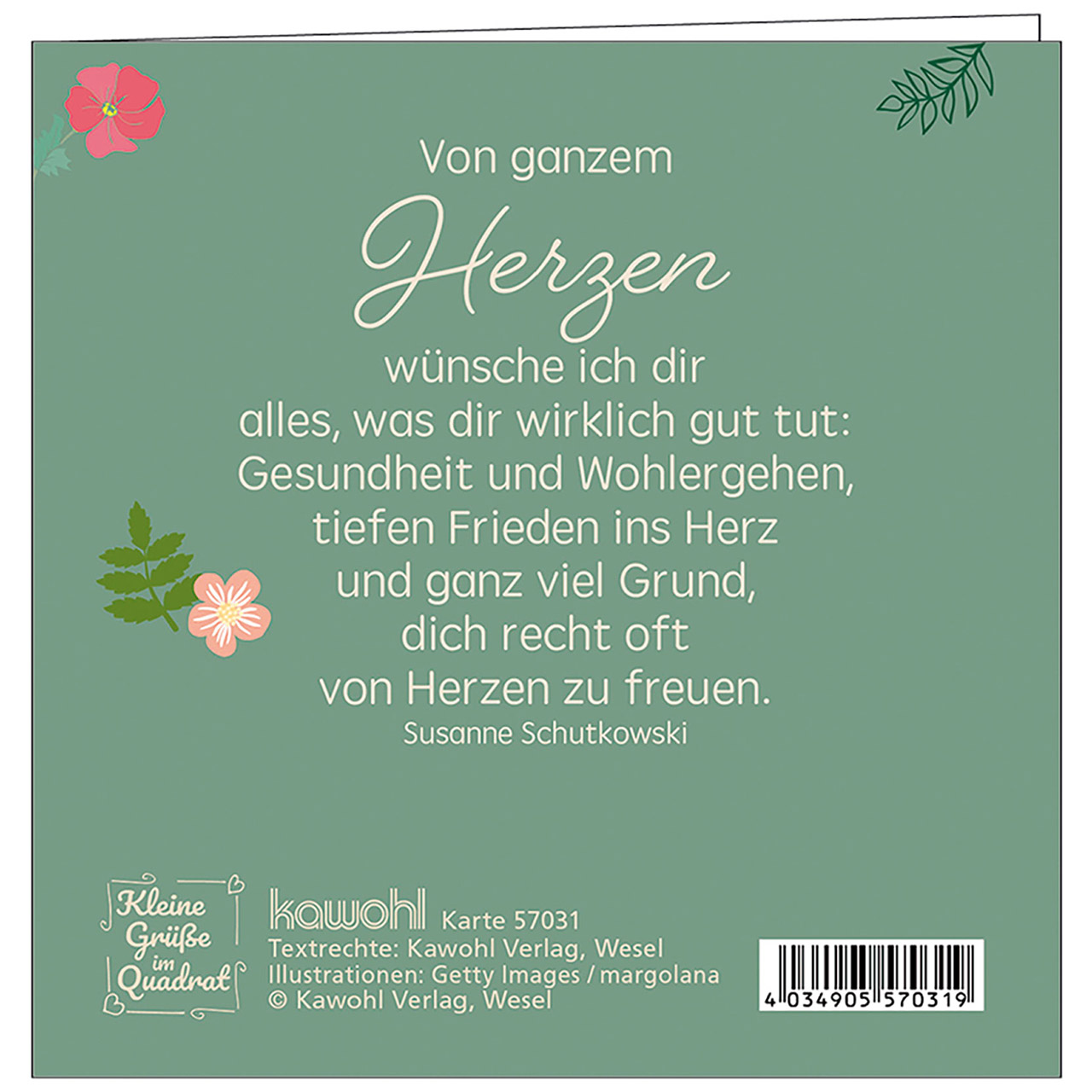 Mini-Faltkarte - Du bist so wunderbar und das ist so gut! - Blumenmuster