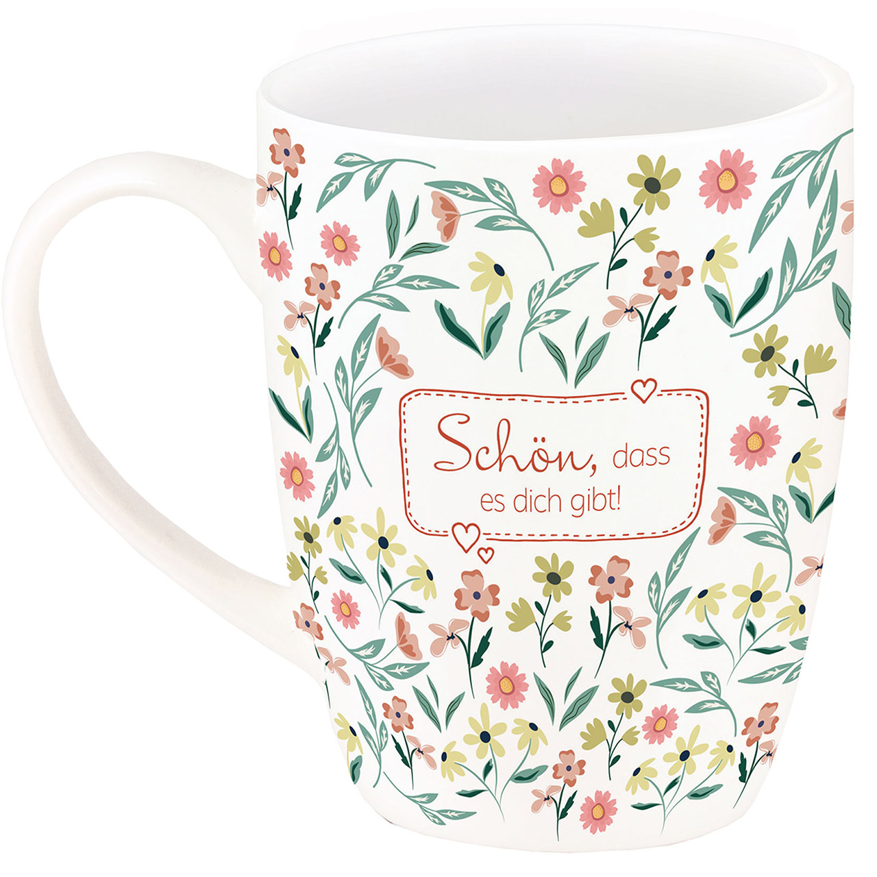Tasse - Schön, dass es dich gibt! - Blumen Streumuster