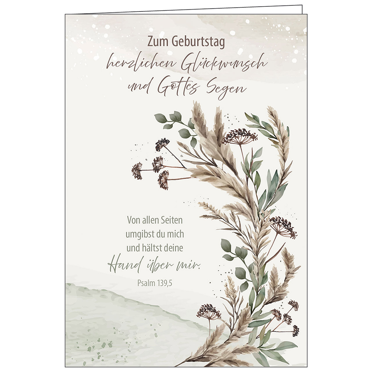 Zum Geburtstag herzlichen Glückwunsch und Gottes Segen Faltkarte - Zum Geburtstag herzlichen Glückwunsch und Gottes Segen - Blumen Herbst Blätter Aquarell