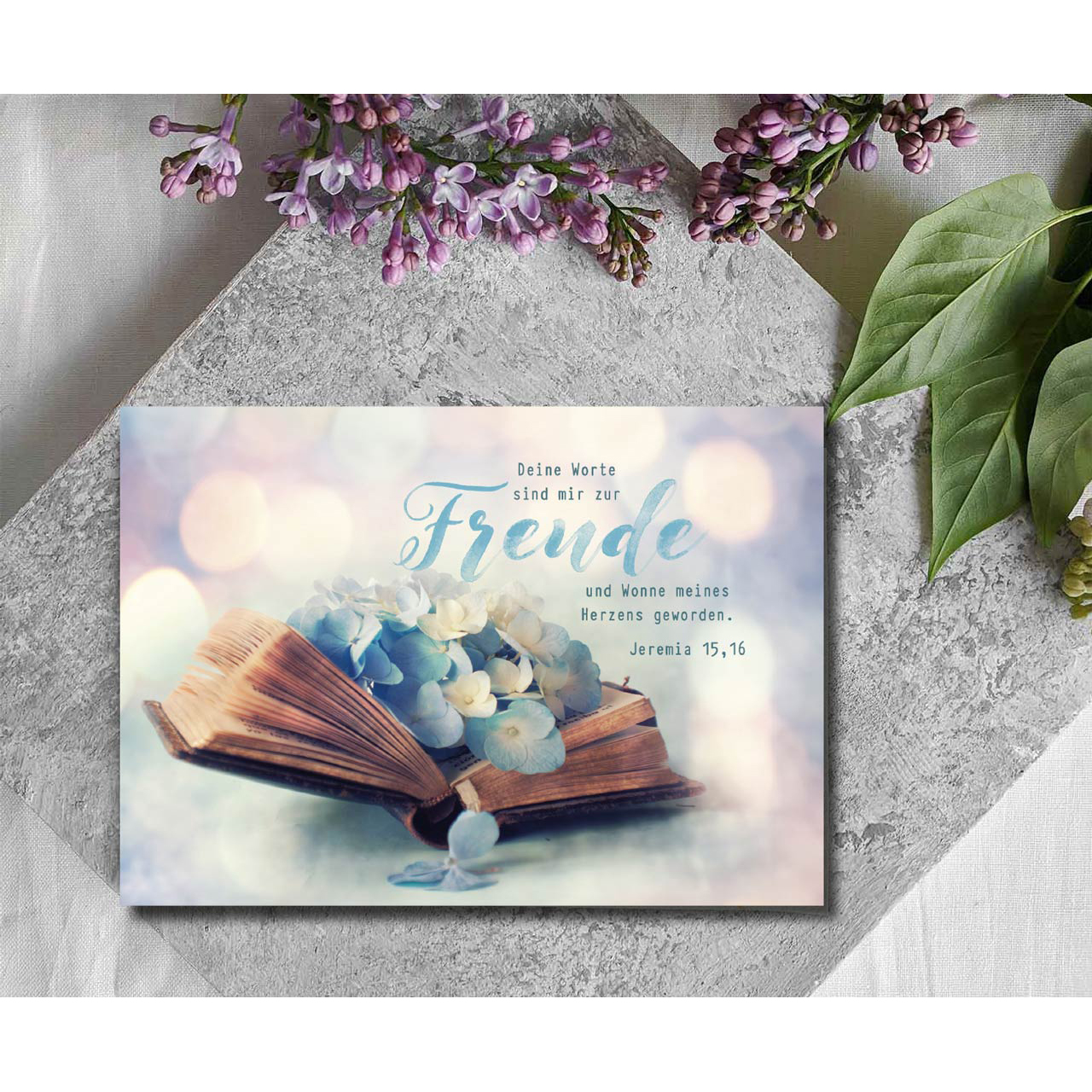 Postkarten - Postkarte 'Freude' 12x - Buch Blumen Muster