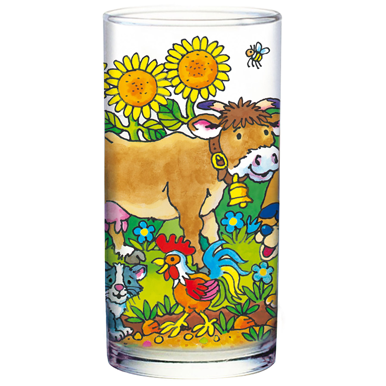 Danke für alle guten Gaben - Bauernhof Trinkglas - Danke für alle guten Gaben - Bauernhof - Bauernhof Kuh Hund Katze Hahn