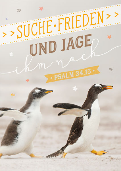 Postkarte - Postkarte 'Suche Frieden und jage ihm nach Psalm 34,15'            1EX
