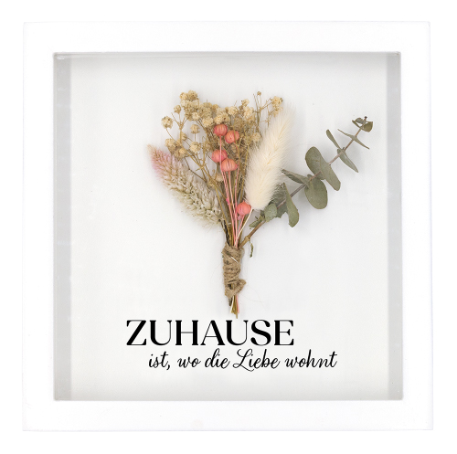 Dekoration - Bilderrahmen 'Zuhause ist, wo die Liebe wohnt' - Blumen
