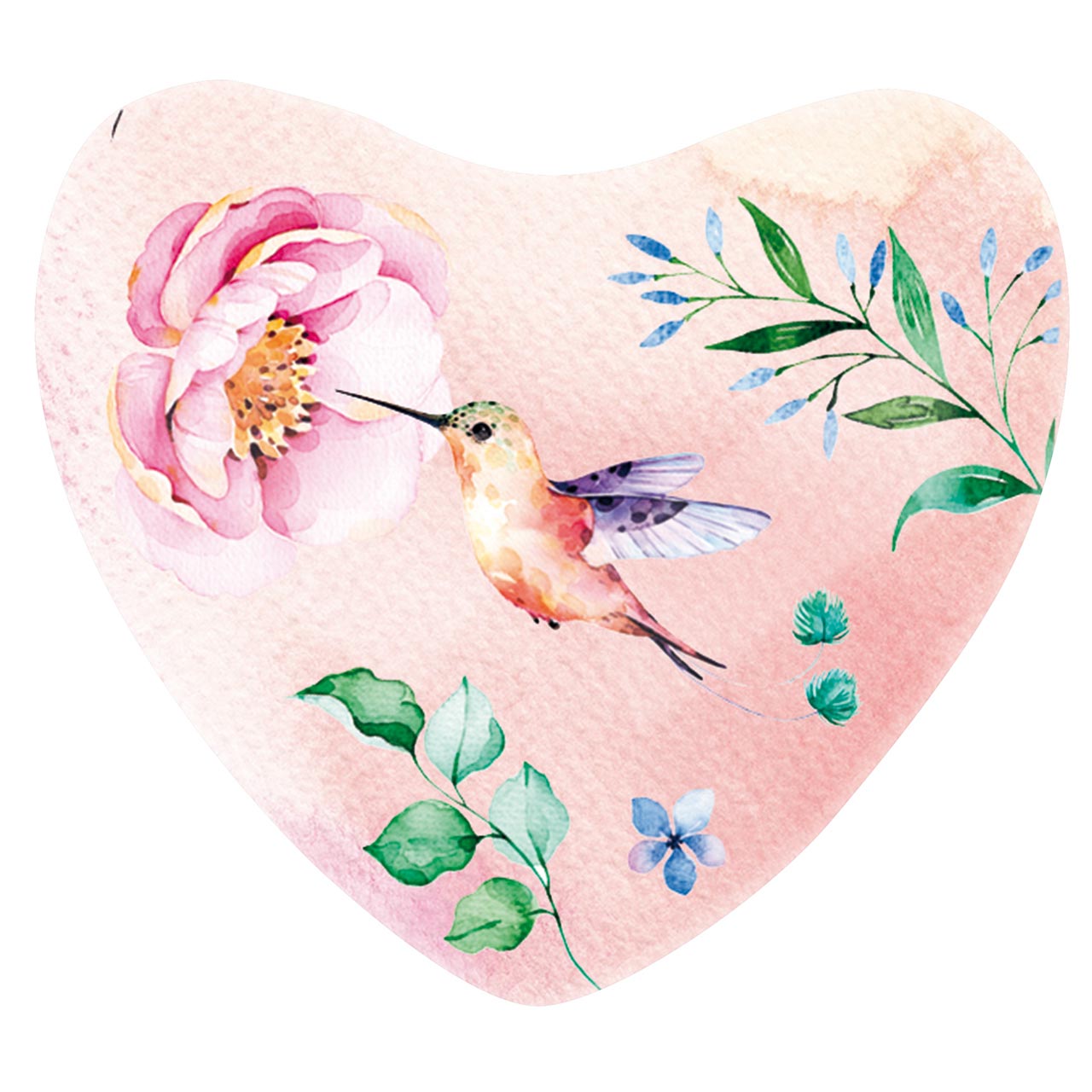 Magnet - Magnet-Set: Schön, dass es Dich gibt (Herz) - Kolibri Rose