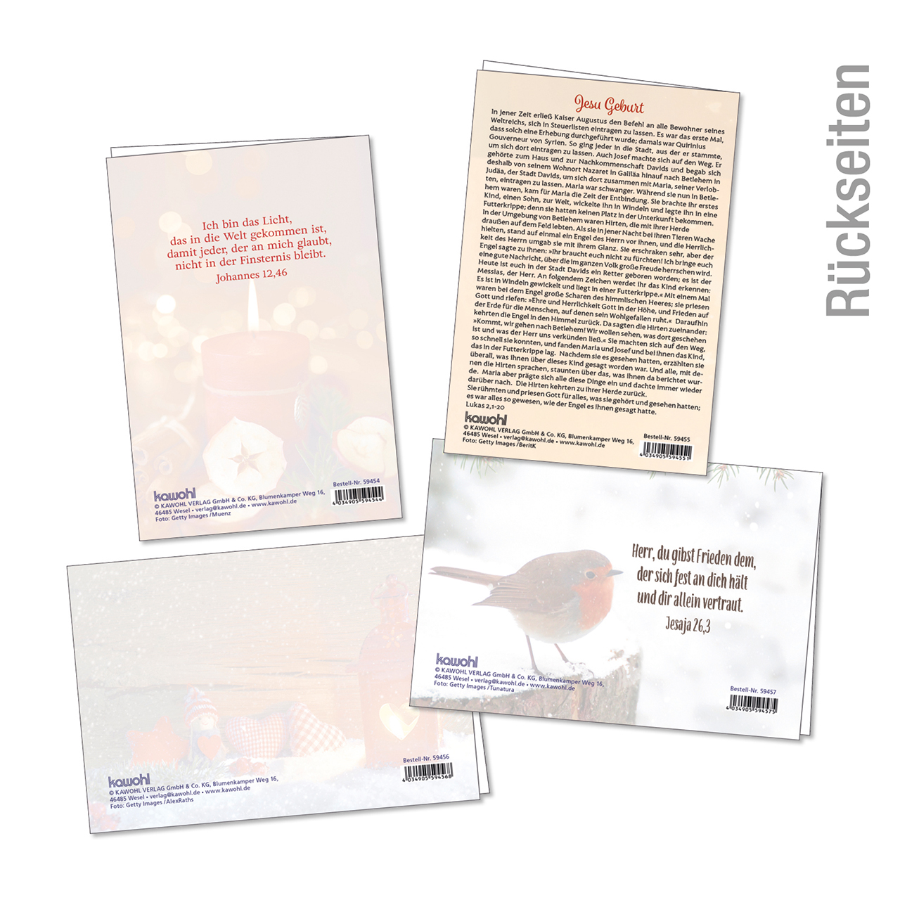 Faltkarten-Serie - Weihnachts-Faltkartenserie (4 x 1 Faltkarte) - Weihnachtsmotive