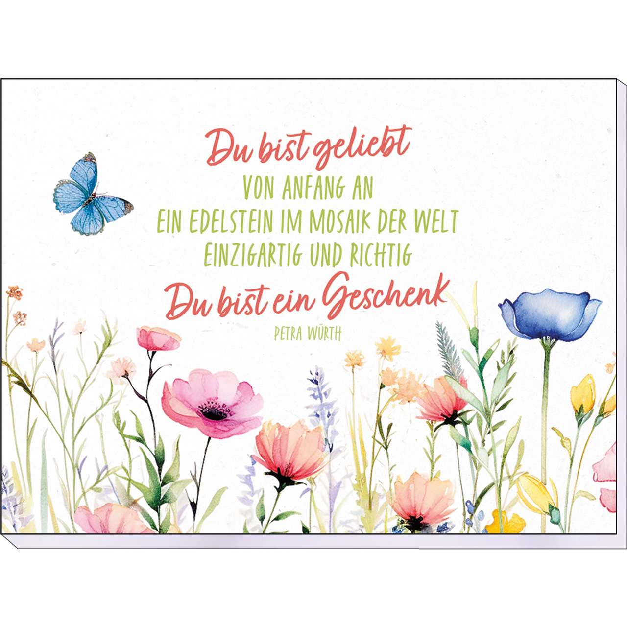 Haftnotizen - Du bist ein Geschenk - Aquarell Blumenwiese Schmetterling