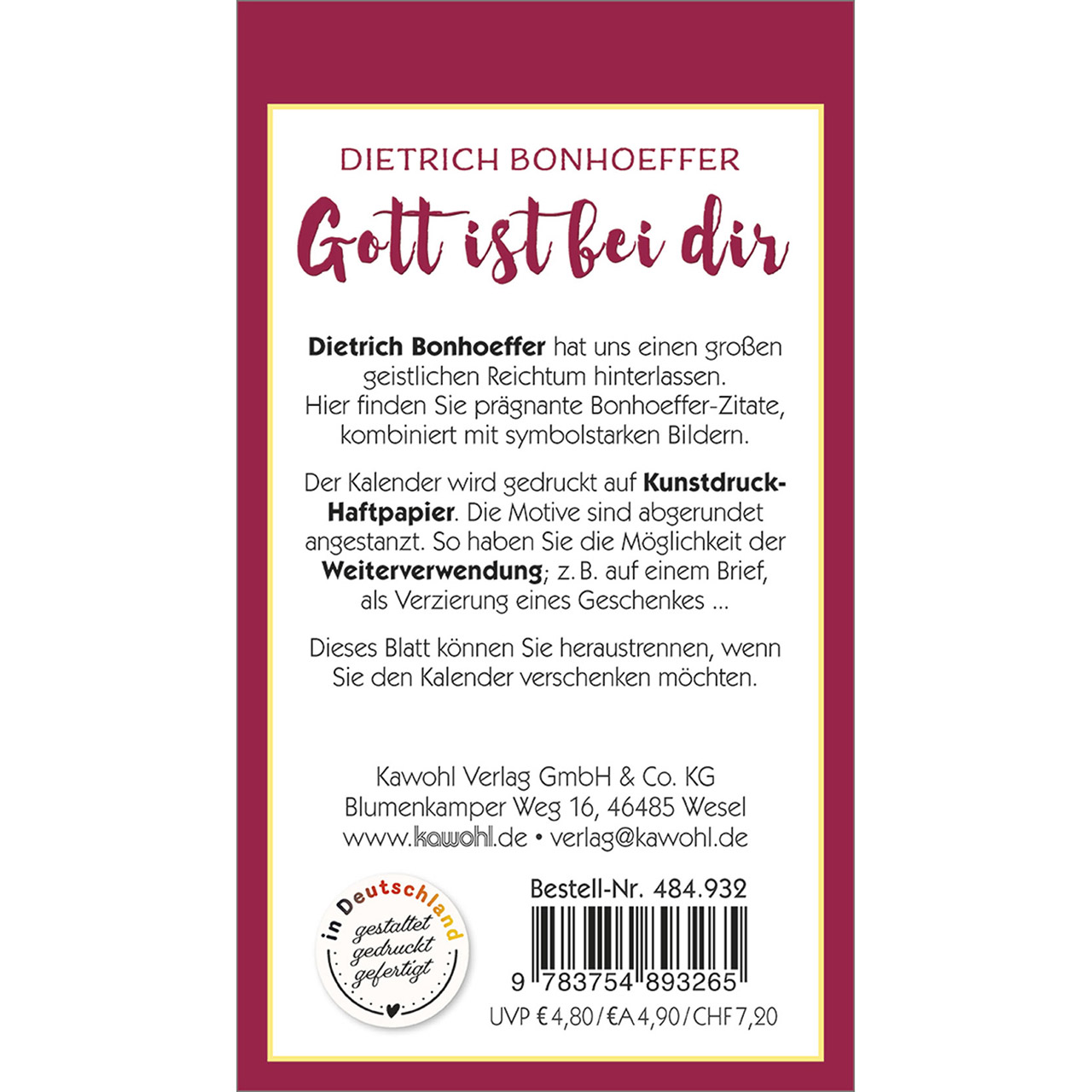 Aufkleberkalender - Gott ist bei dir 2026