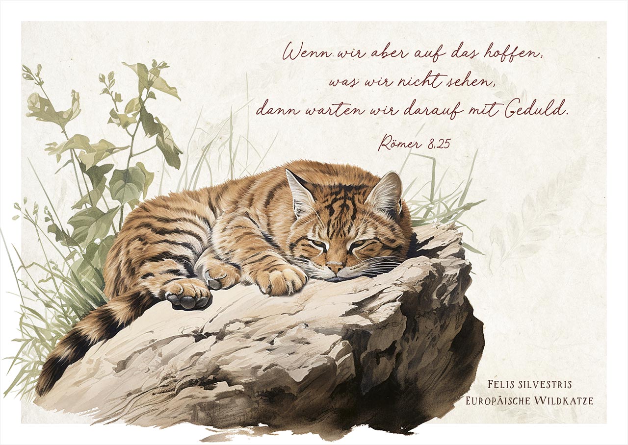 Postkarte 'Wenn wir aber..' Wildkatze  (12 Ex.)