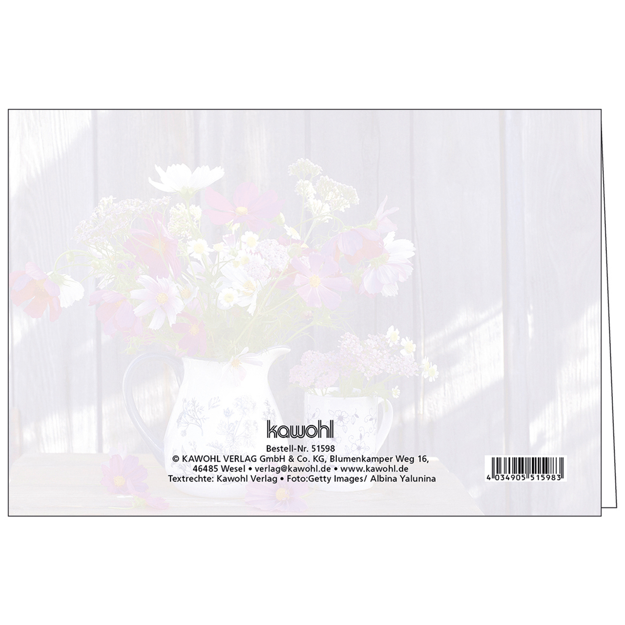 Faltkarte - Herzlichen Glückwunsch zum Geburtstag - Blumenstrauß Keramikkanne