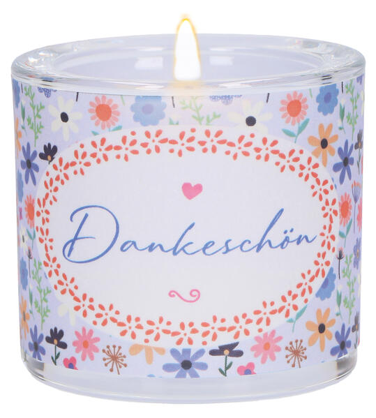 Teelichthalter - Glaswindlicht "Dankeschön"