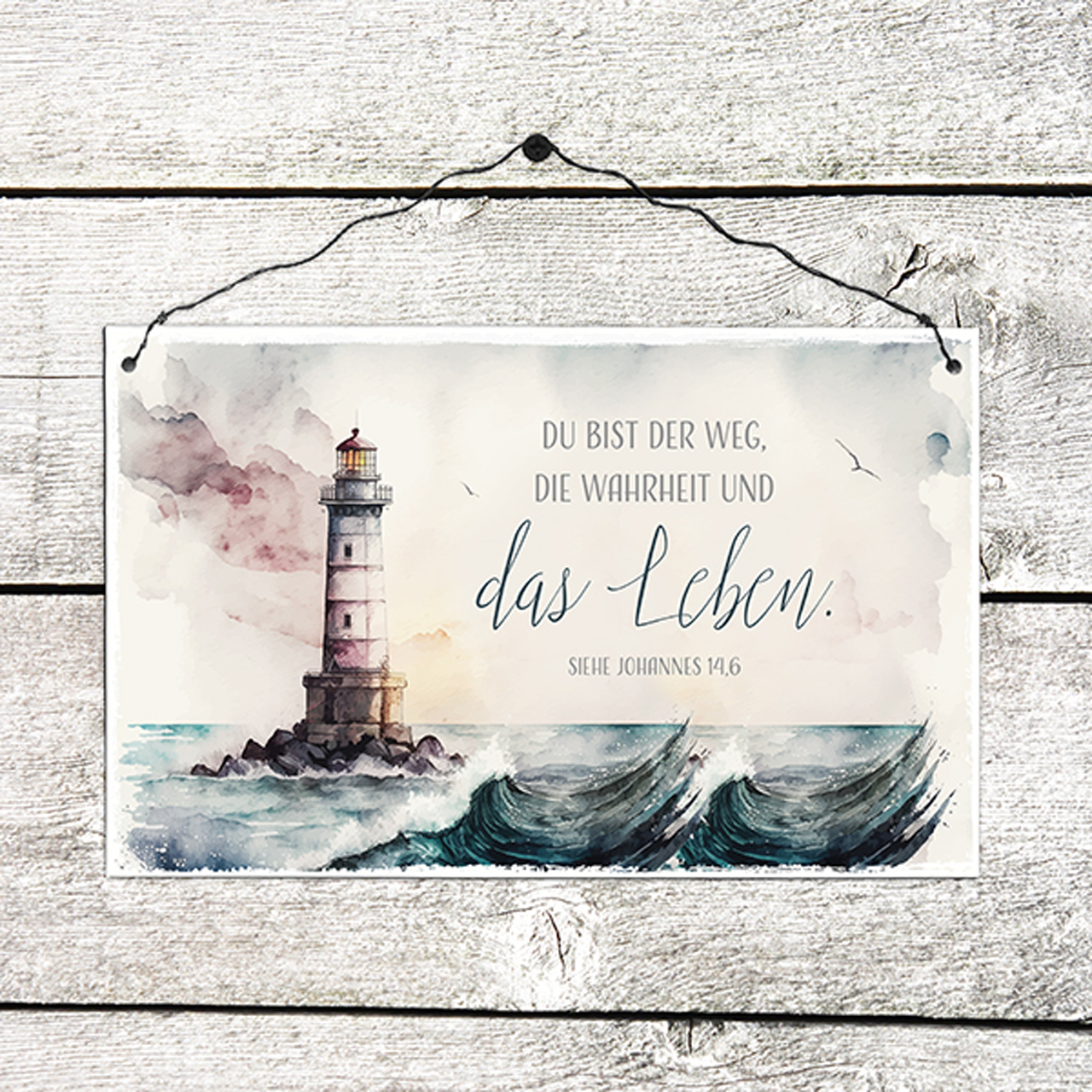 Wanddekoration - Holzschild 'Du bist der Weg und die Wahrheit und das Leben.            Siehe Joh