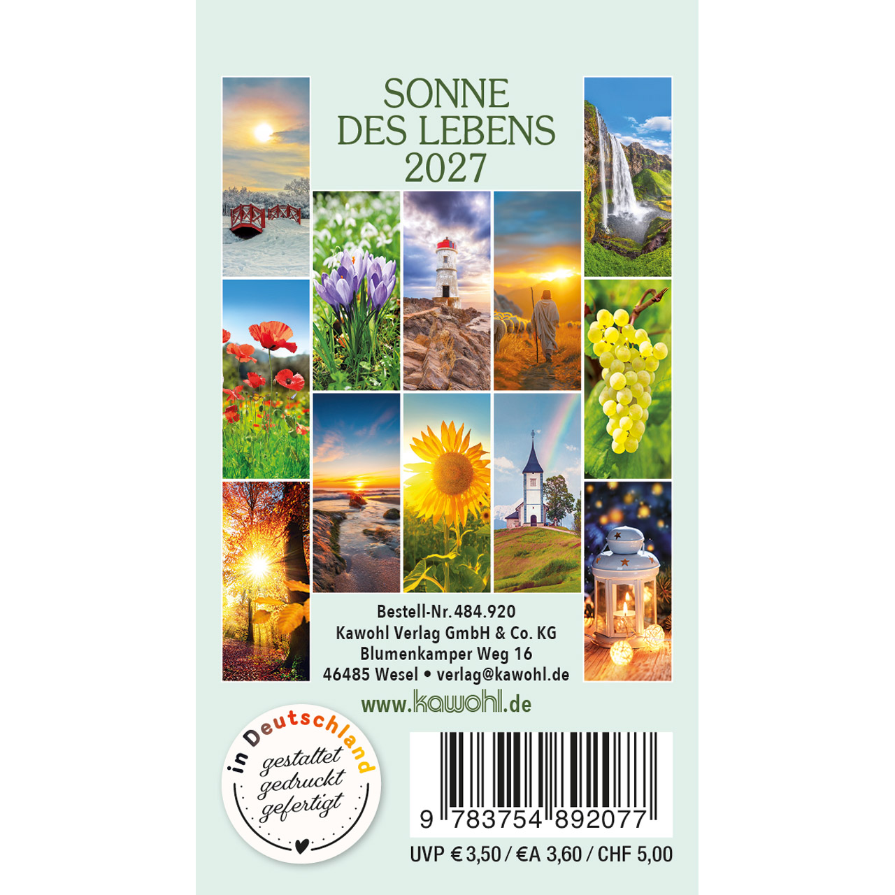 Aufstellkalender - Sonne des Lebens 2027