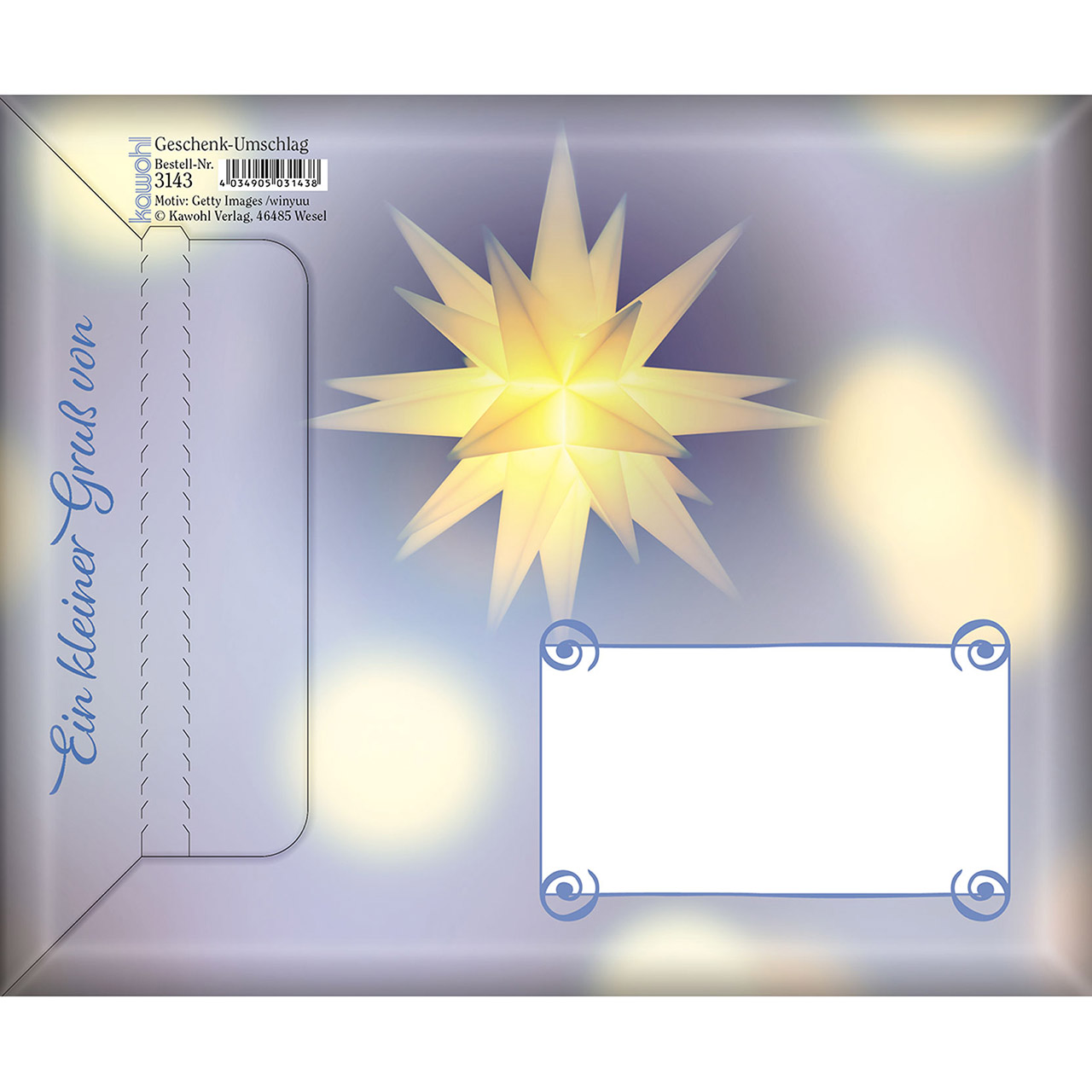 Umschlag - Frohe und gesegnete Advents- und Weihnachtszeit - gelber Stern Herrenhut