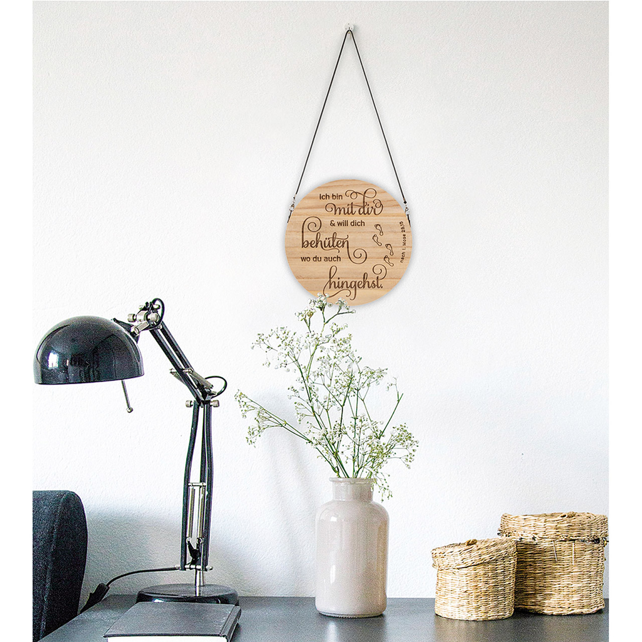 Wanddekoration - Ich bin mit dir und will dich behüten - Holzscheibe