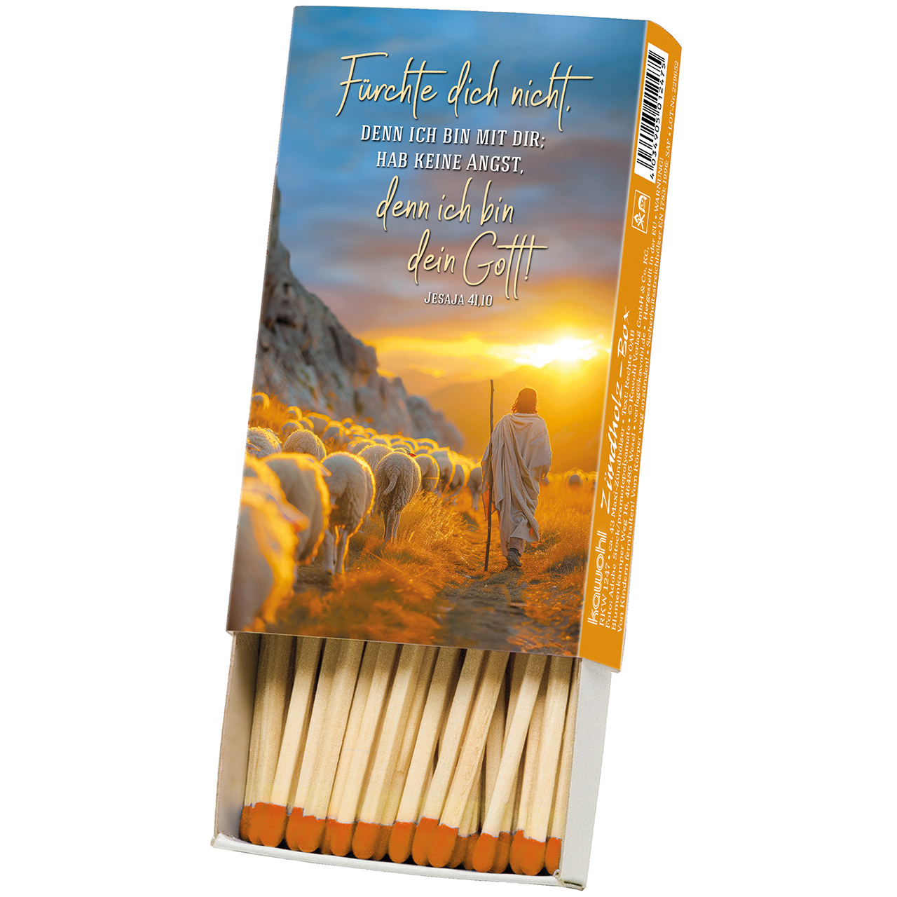 Streichhölzer - Fürchte dich nicht, den ich bin mit dir - Hirte Schafe Berge Felsen Sonnenuntergang Sonnenaufgang Wolken Stab Feld Umhang Sonne