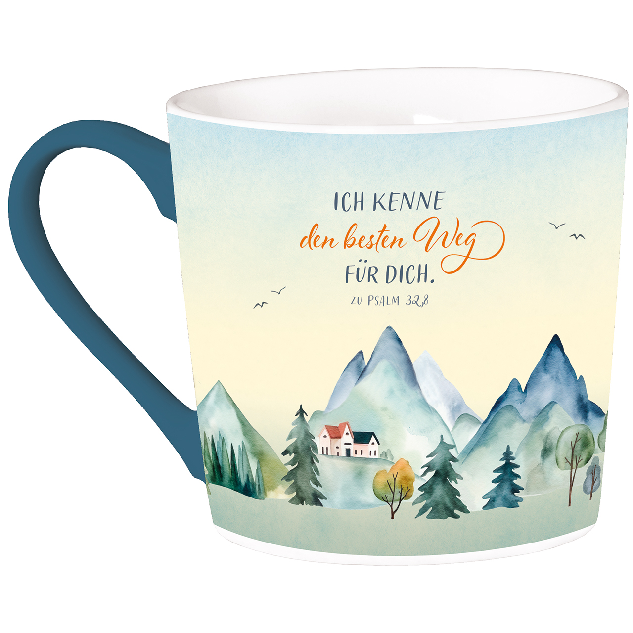Tasse - Der Segen Gottes sei dein Weg - Aquarell Berglandschaft