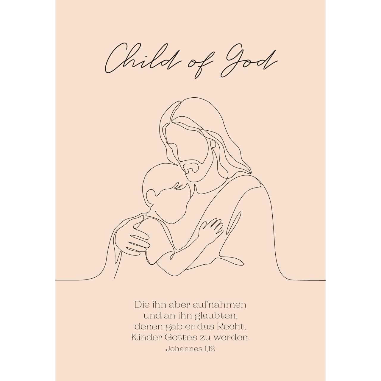 Postkarten - Child of God - Jesus Kind Grafik Line Art