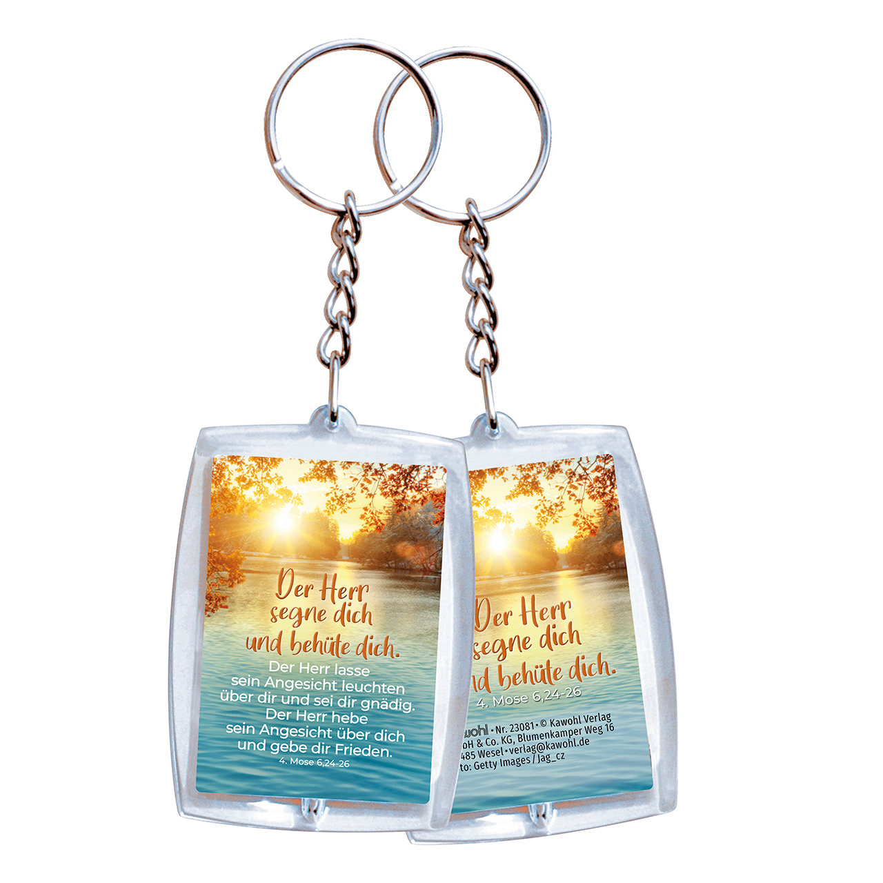 Schlüsselanhänger - Der Herr segne dich und behüte dich - See Sonne Blätter Wasser Strahlen