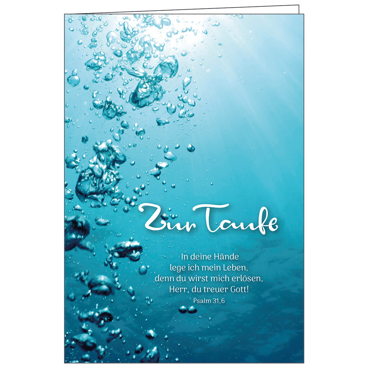 Faltkarte - Zur Taufe - unter Wasser, Luftblasen