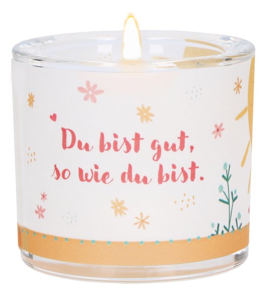 Teelichthalter - Glaswindlicht "Willkommen, kleines Wunder"