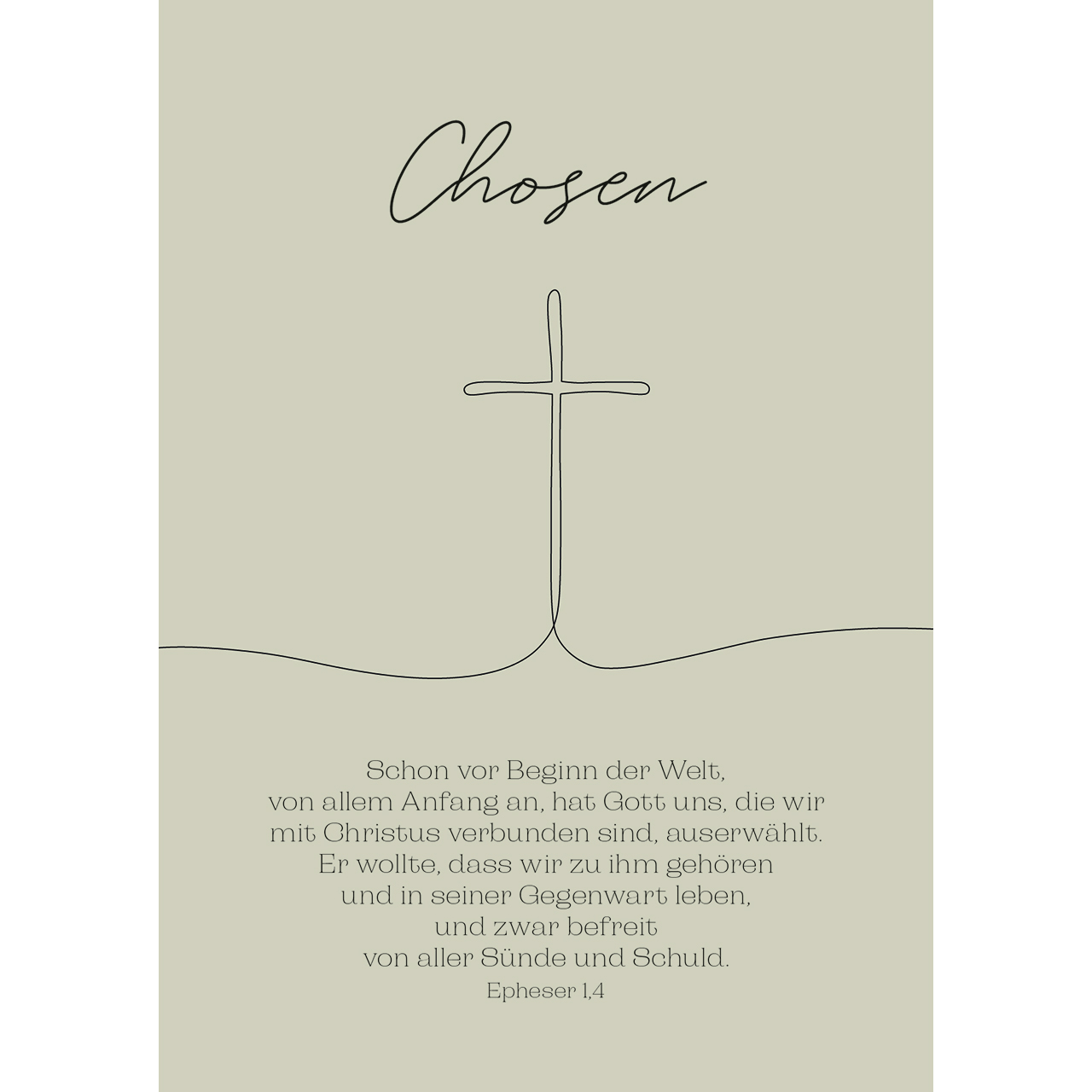 Postkarten - Chosen - Line Art Kreuz