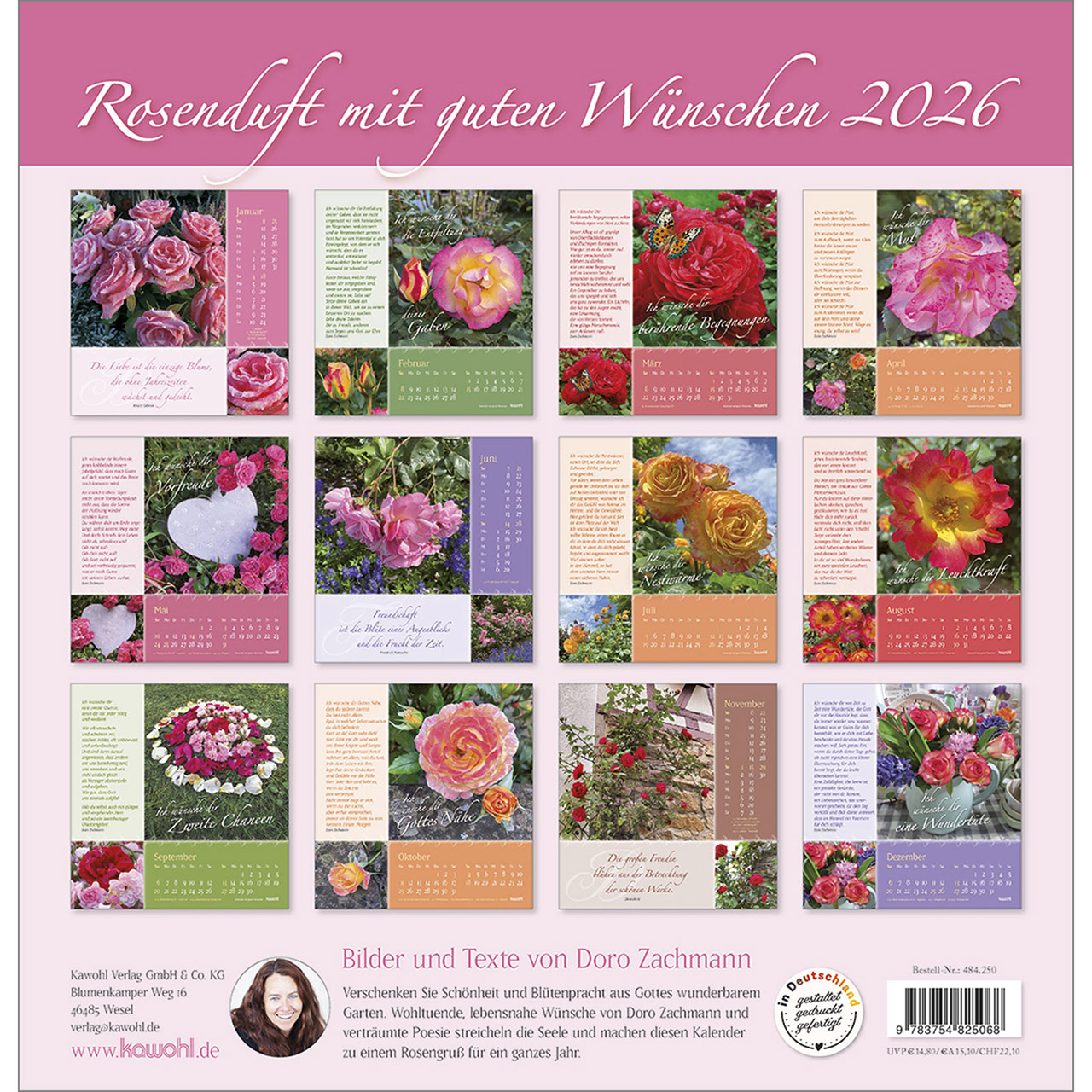 Wandkalender - Rosenduft mit guten Wünschen 2026