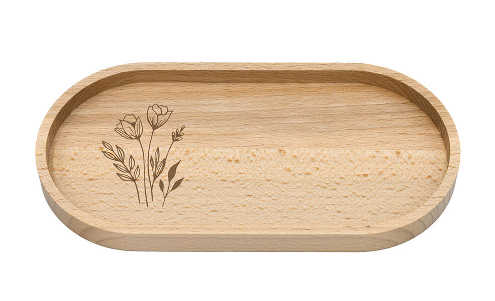 Dekoration - Holztablett Blumen und Gräser