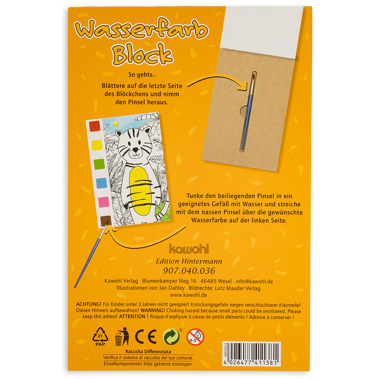 Malblock - Wasserfarbblock Sei muTiger - Tiger