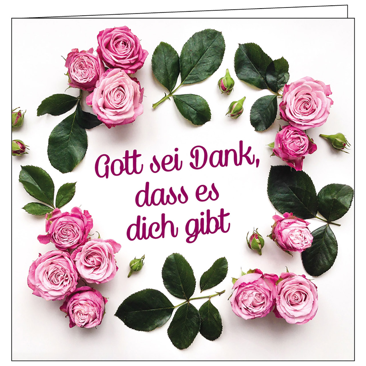 Teelicht mit Grußkarte - Gott sei Dank, dass es dich gibt - Rosenkranz