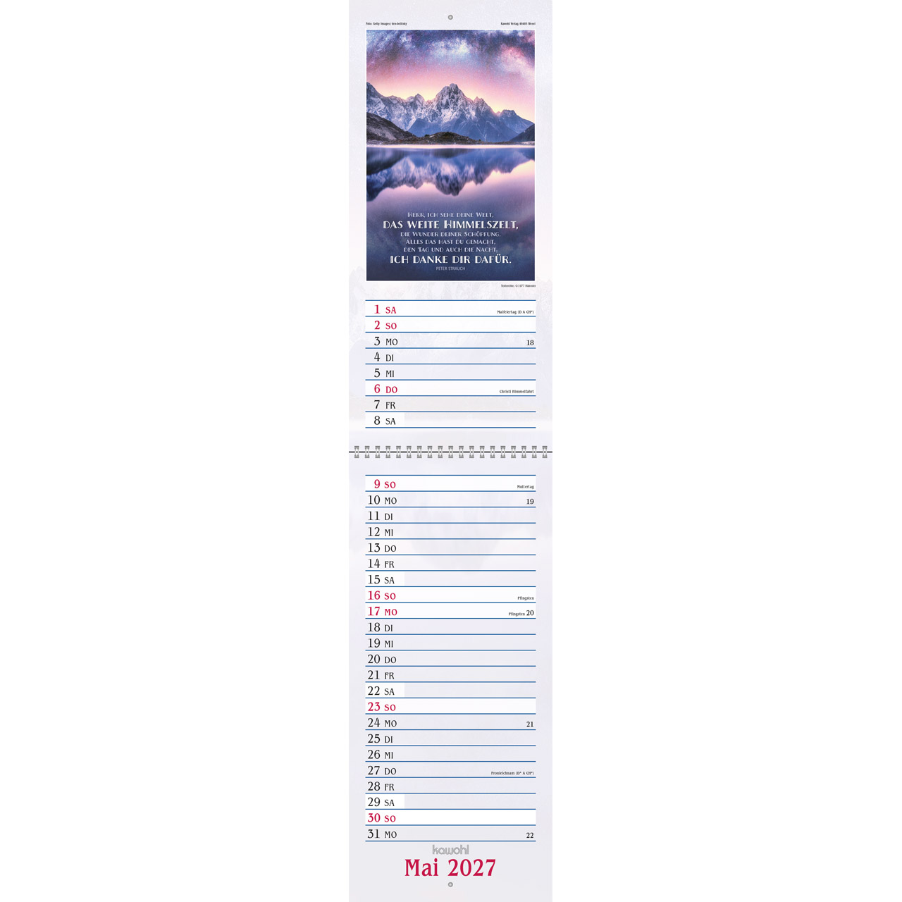 Terminkalender - Das will ich mir schreiben in Herz und Sinn 2027