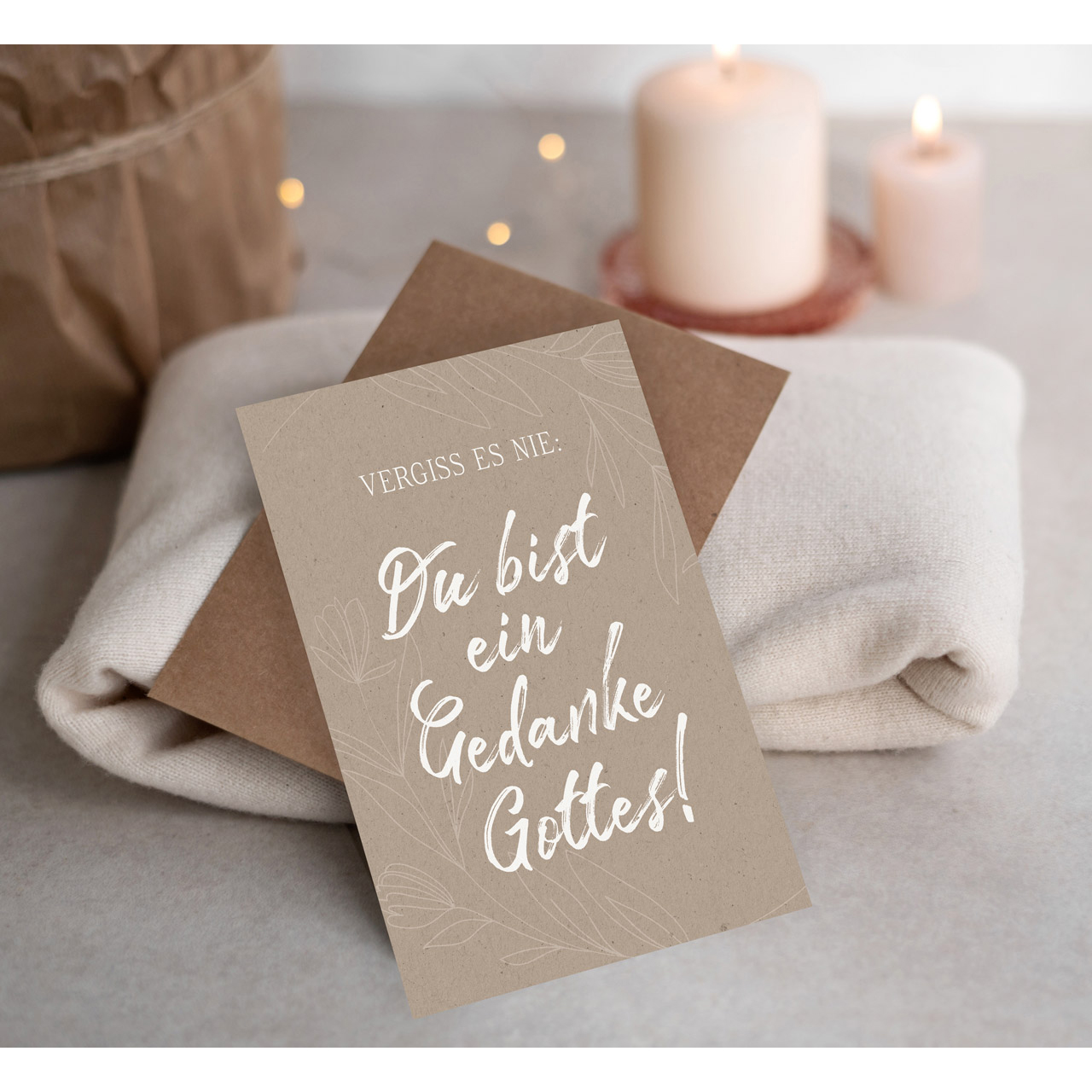 Faltkarte - Faltkarte 'Vergiss es nie: Du bist ein Gedanke Gottes!' 1x - Karte Grafisch Blumen Blätter