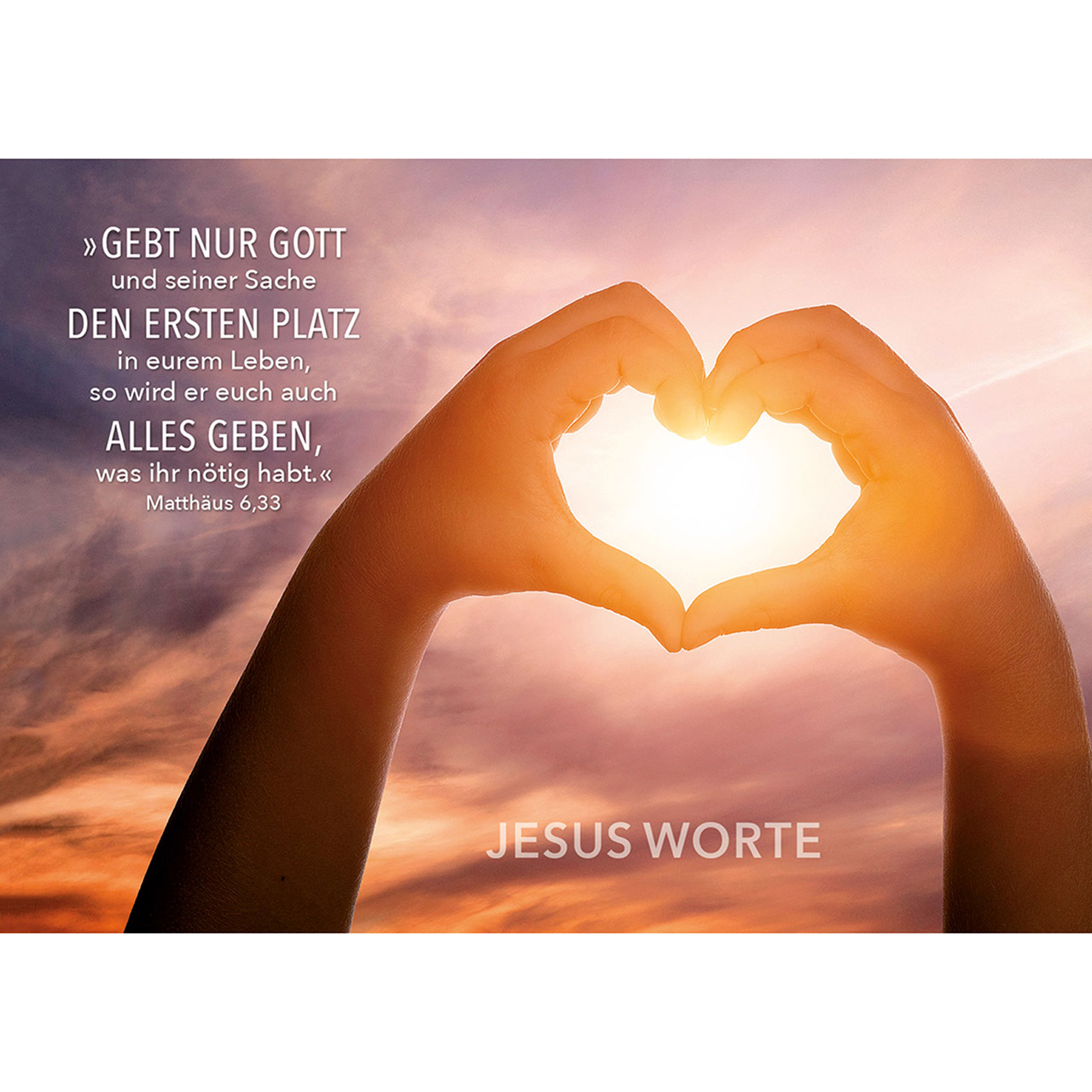 Karten-Aufstell-Etui - Seid ohne Sorge - Sonne Bäume Vögel Vogelschwarm