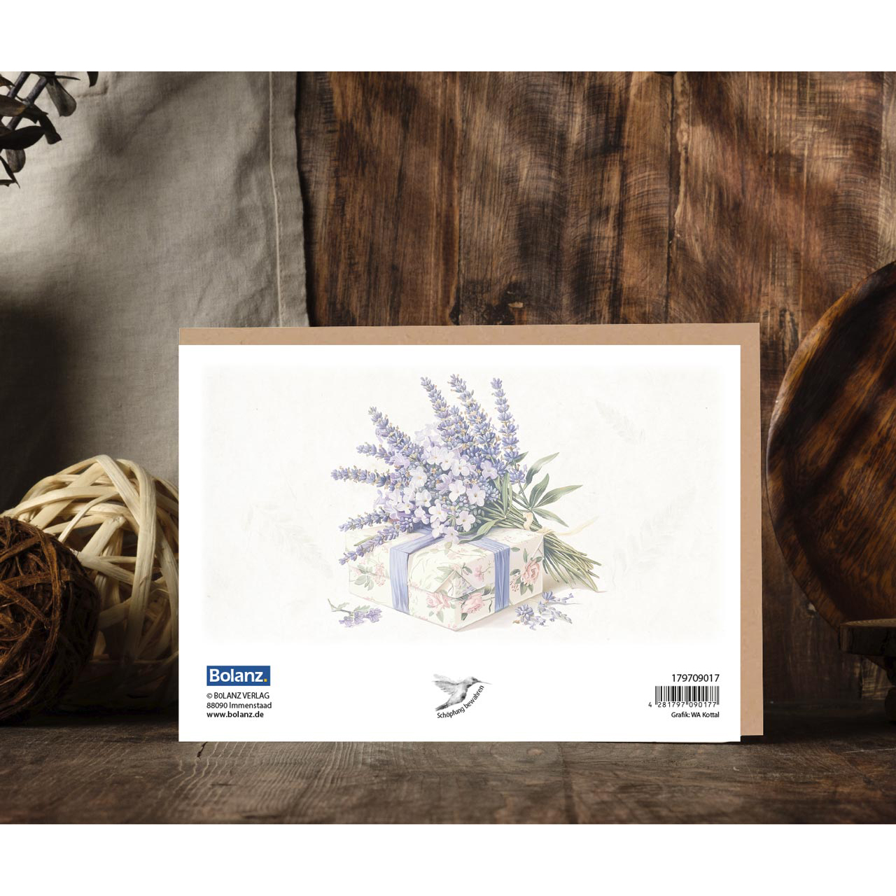 Faltkarte - Faltkarte 'Herzliche Segenswünsche zum Geburtstag' 1x       Motiv: Geschenk mit  - Geschenk Blumenstrauß Blüten Blätter