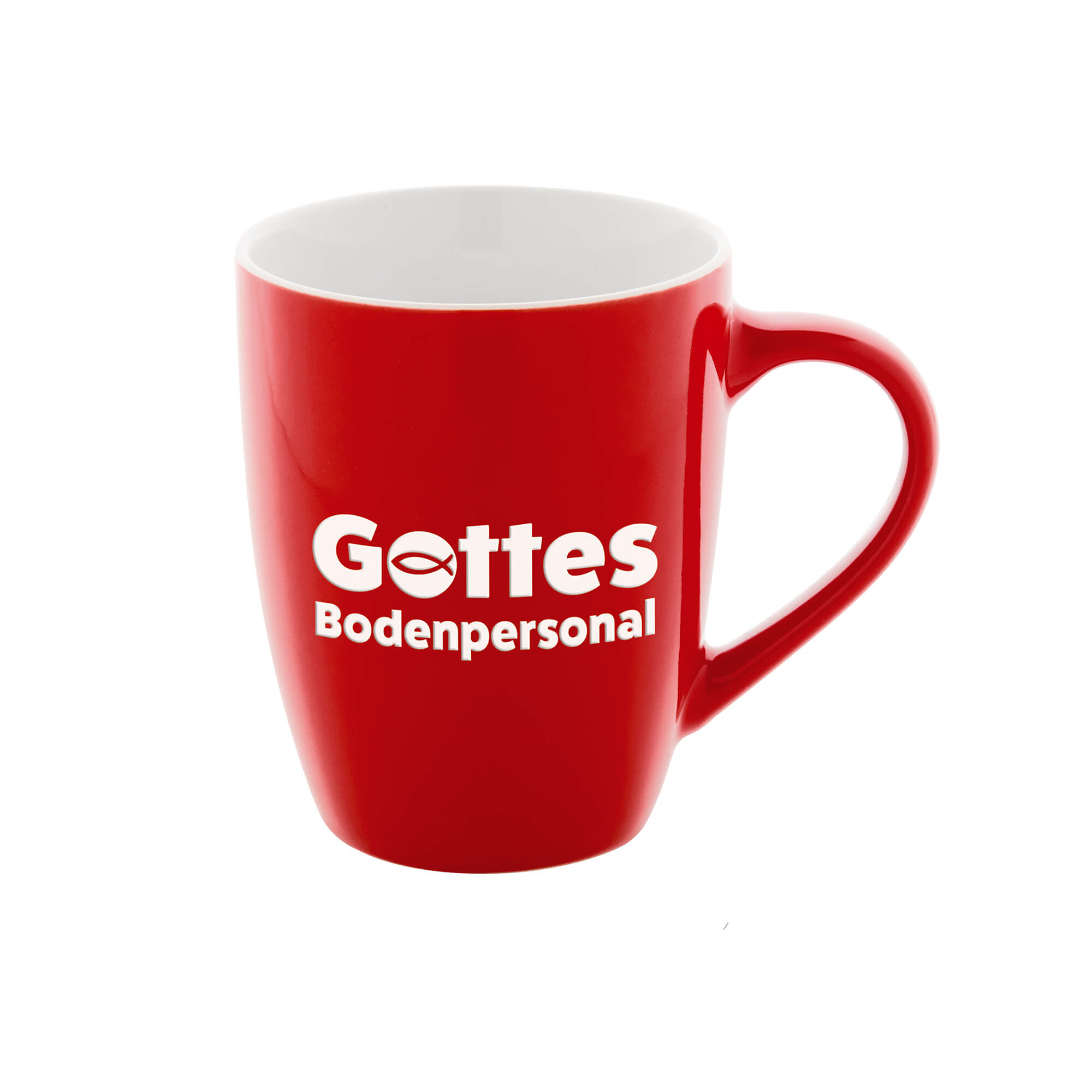 Tasse - Keramiktasse 'Gottes Bodenpersonal' rot