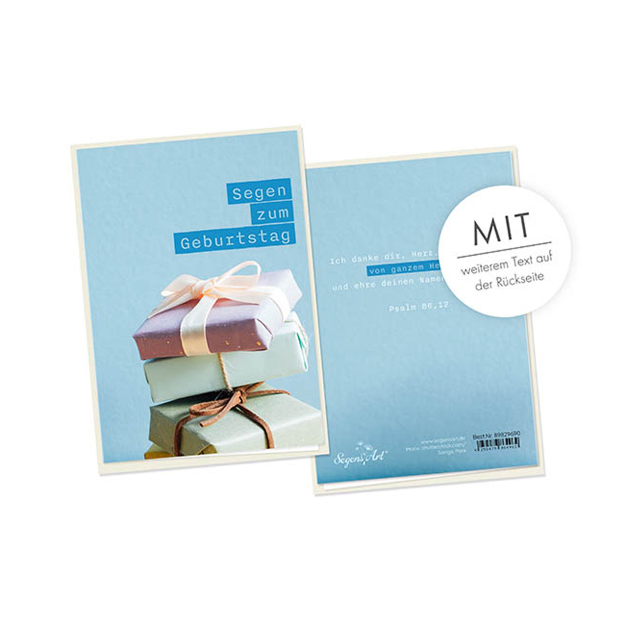 Faltkarte - Faltkarte 'Segen zum Geburtstag'(Geschenke) 1EX - Pakete Geschenke Schleife Band