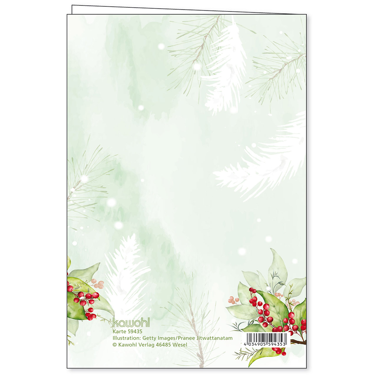 Faltkarte - Gesegnete Weihnachten - Aquarell Weihnachtsstern Tannen