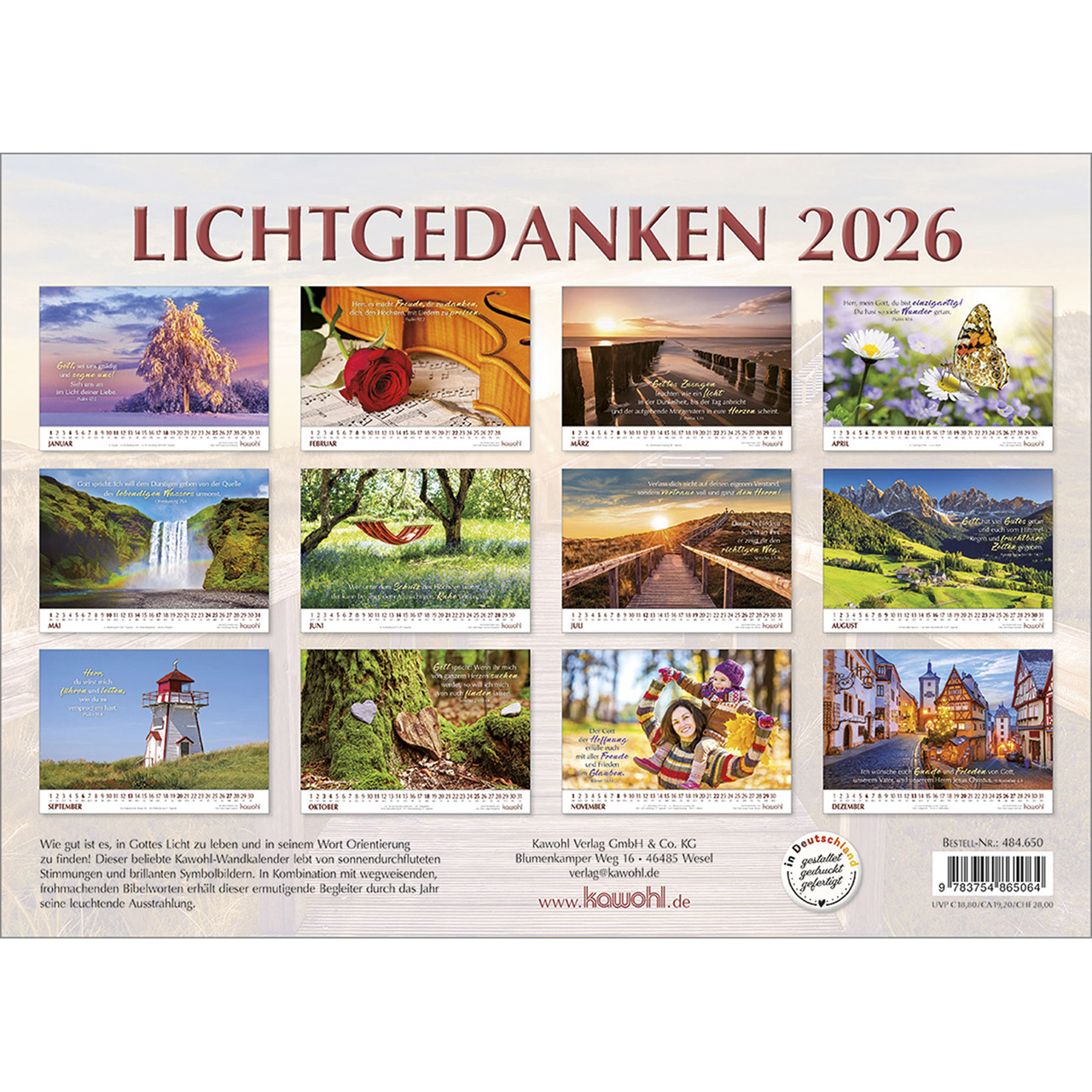 Wandkalender - Lichtgedanken 2026