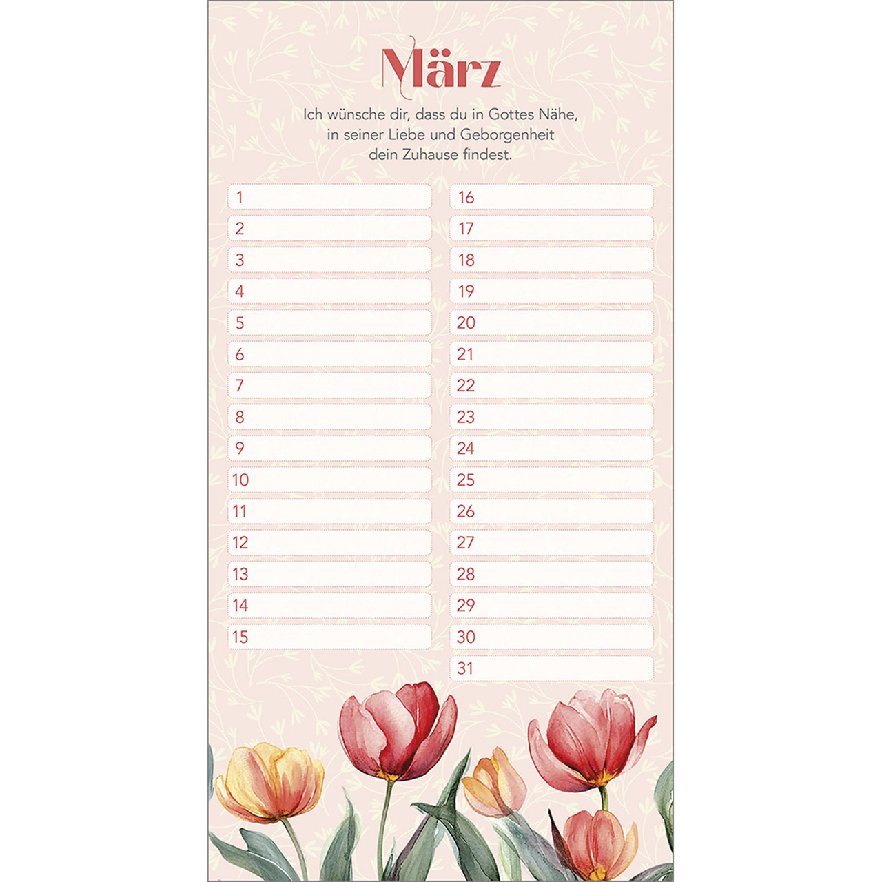 Immerwährender Kalender - Dankbar für dich - Aquarell Blumen