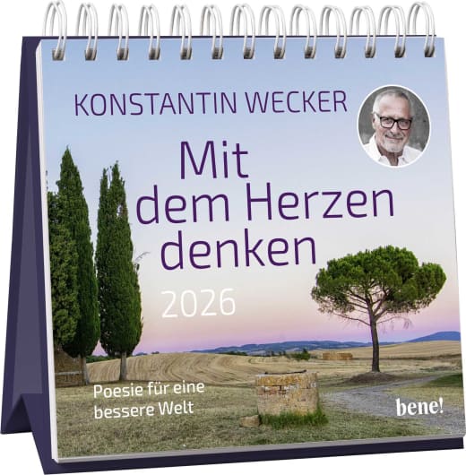 Aufstellkalender - Mit dem Herzen denken 2026 - Feld Bäume Brunnen