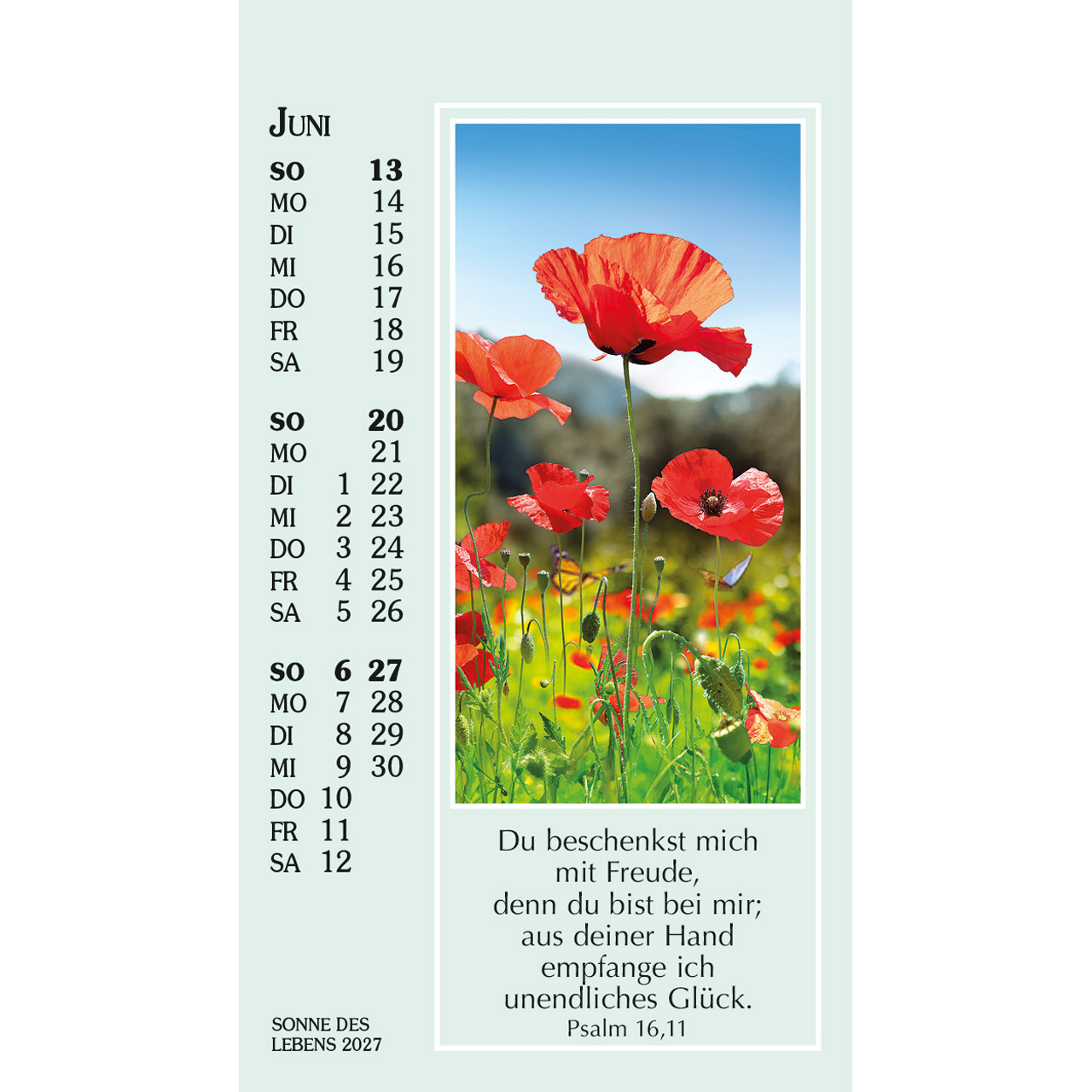 Aufstellkalender - Sonne des Lebens 2027