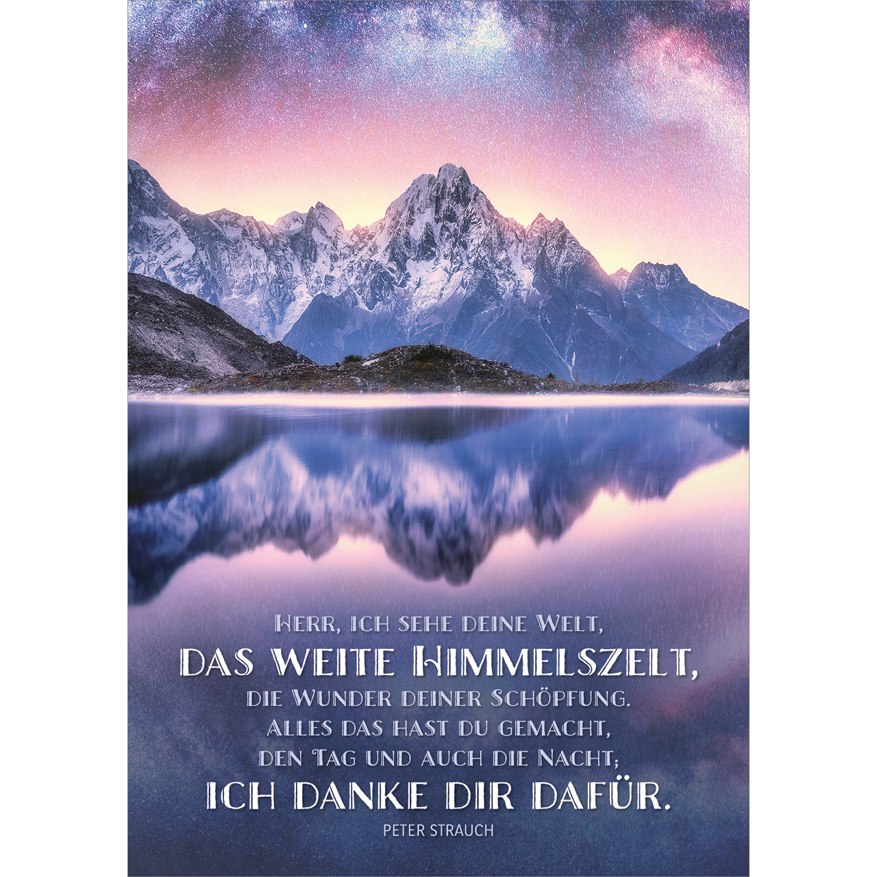 Postkarten - Herr, ich sehe deine Welt - See Berge Spiegelung Wasser Wolken