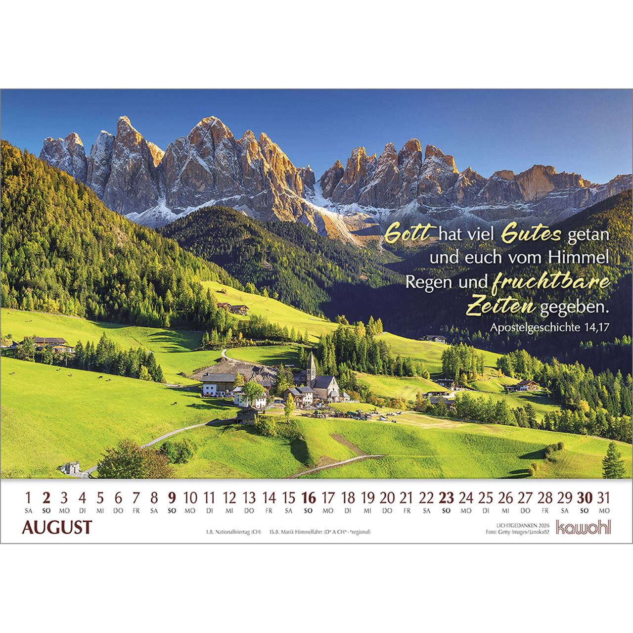 Wandkalender - Lichtgedanken 2026