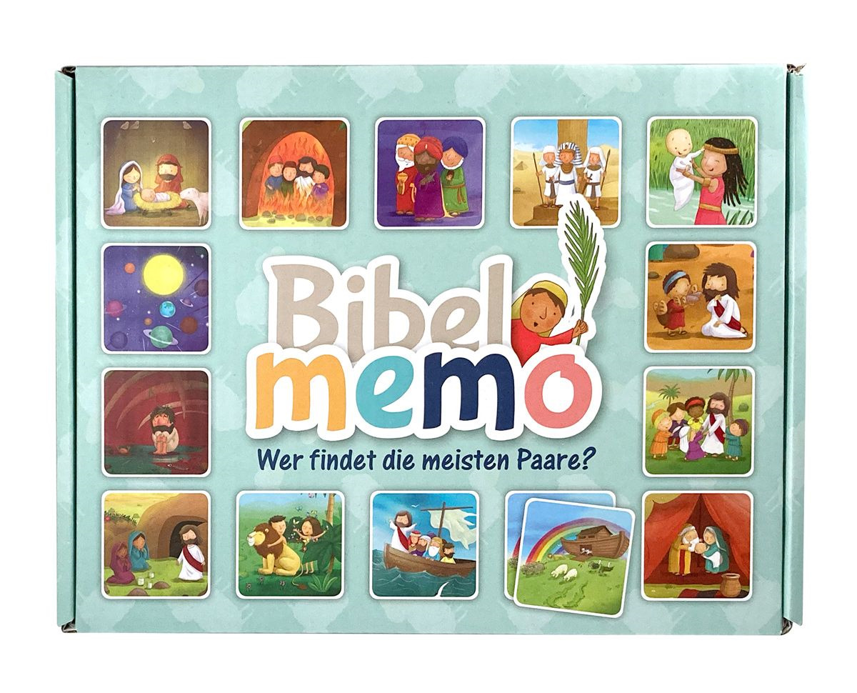 Memo-Spiel - Bibel-Memo - Box Menschen Krippe Löwe Baby Sonne Höhle Arche Meer