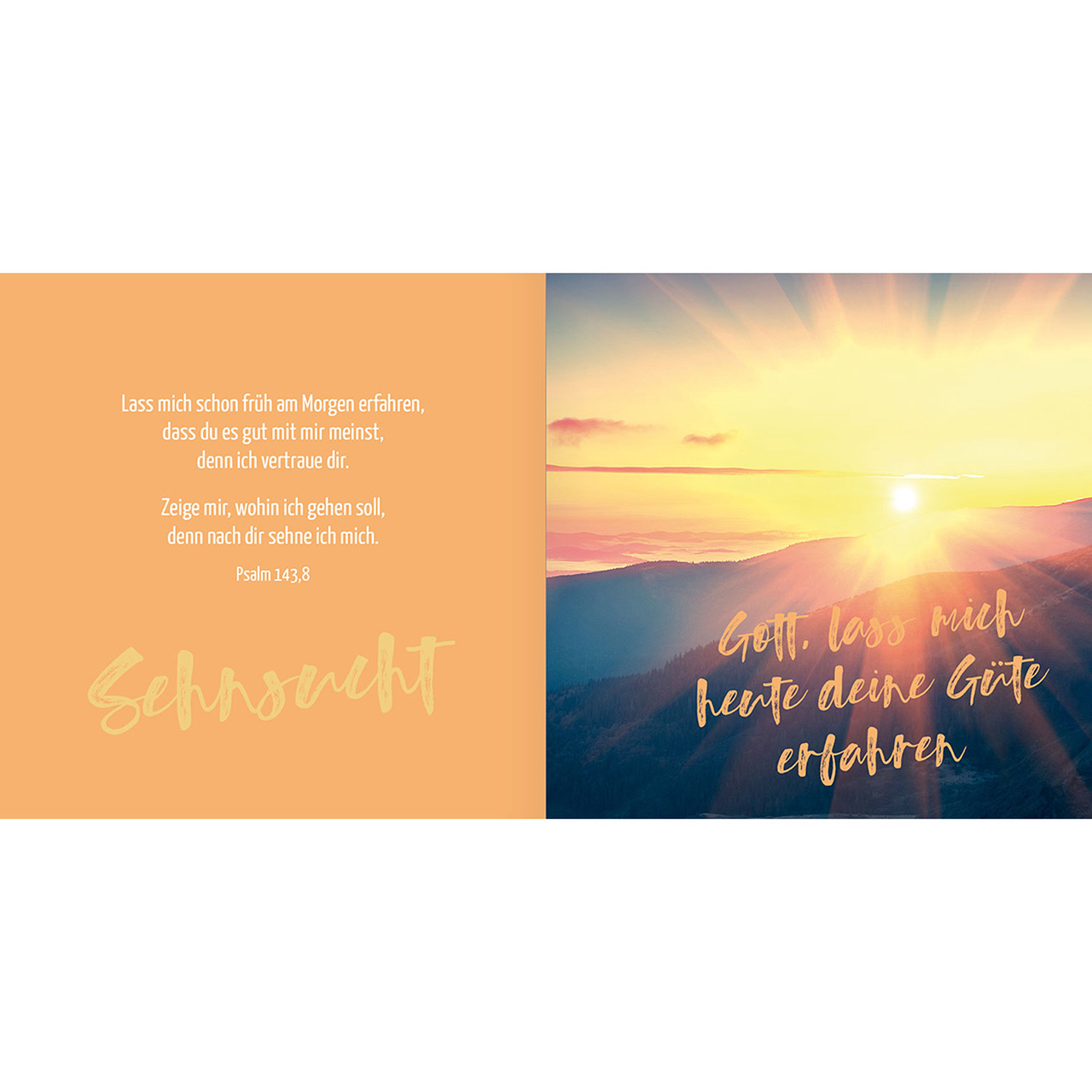 Geschenkbuch - Frische Kraft vom Morgen bis zum Abend - Berge Sonne Bläume Illustration