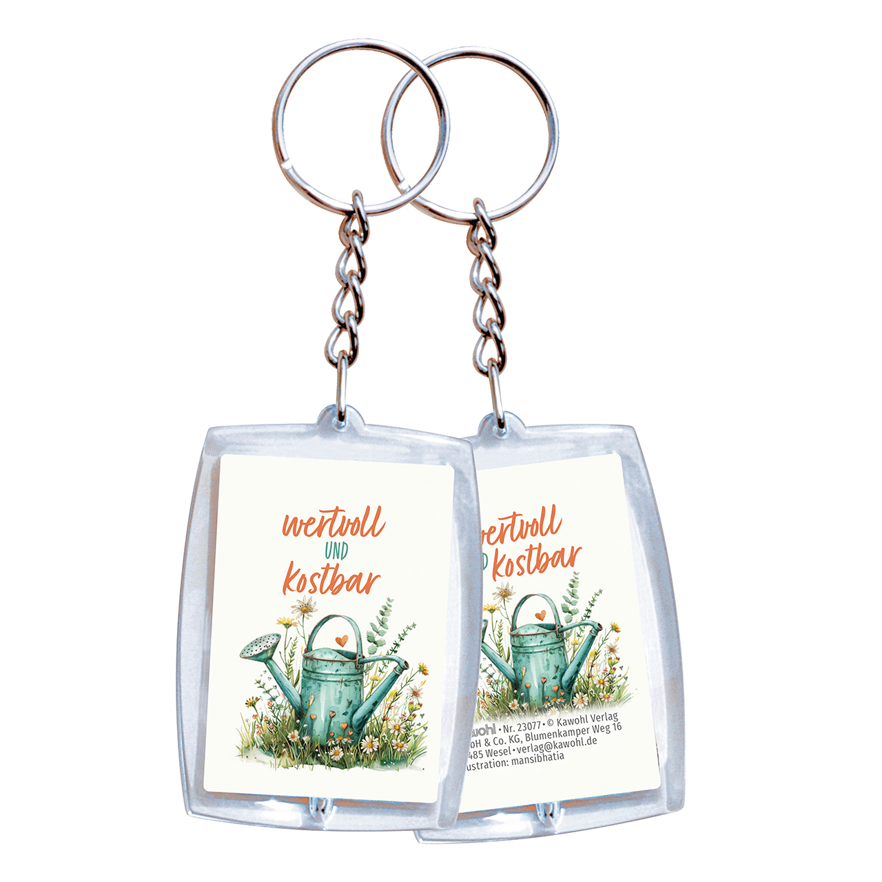 Schlüsselanhänger - wertvoll und kostbar - Blumen Herz Gießkanne