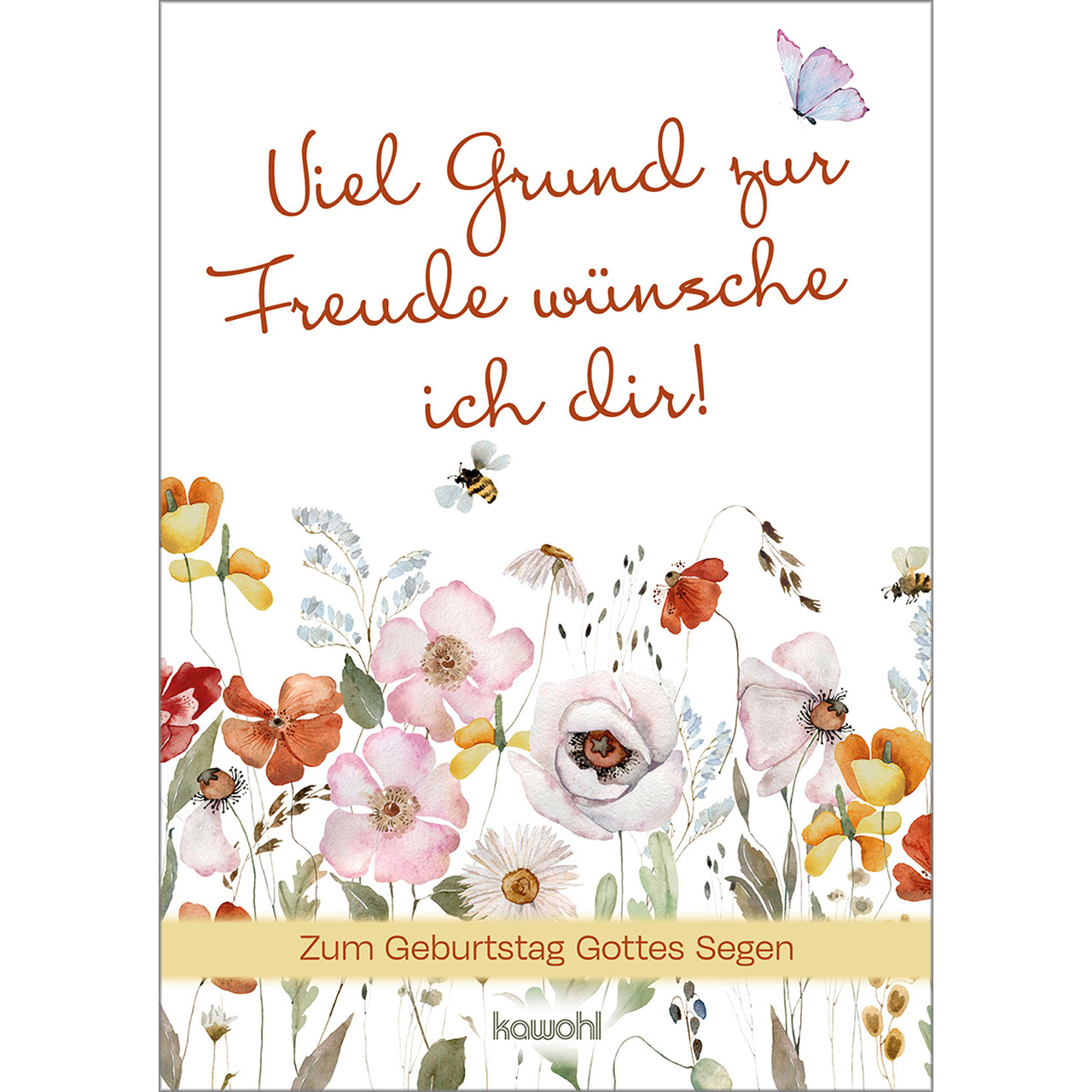 Viel Grund zur Freude wünsche ich dir Grußheft - Viel Grund zur Freude wünsche ich dir - Grafik Aquarell Wildblumen