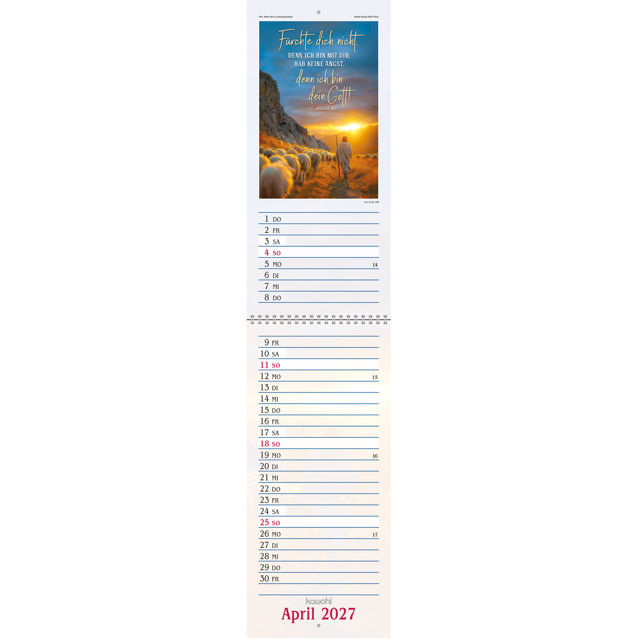 Terminkalender - Das will ich mir schreiben in Herz und Sinn 2027