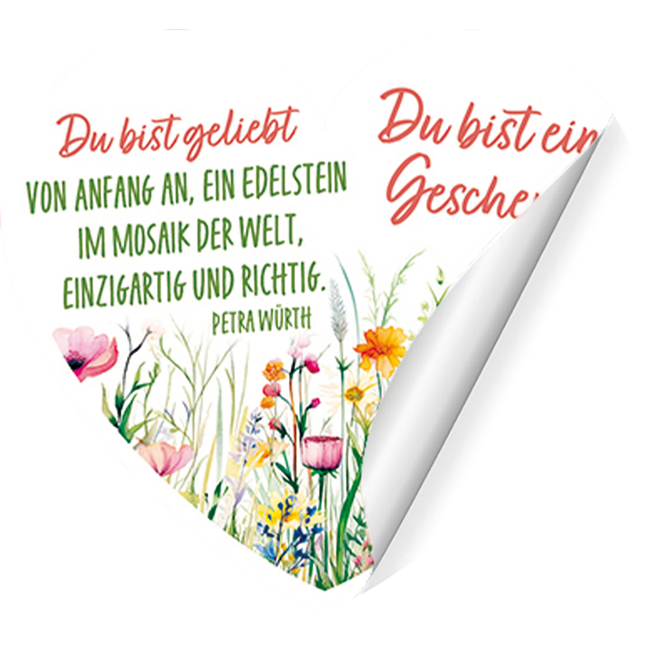 Postkarten mit Aufklebern - Du bist geliebt von Anfang an - Aquarell Blumen farbenfroh